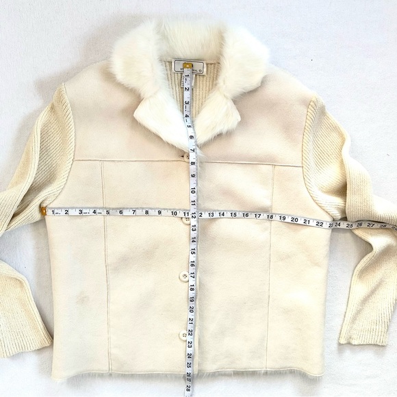 LISA INTERNATIONAL FAUX FUR CHENILLE CARDIGAN SWEATER JACKET WINTER WHITE. SzXL - Picture 9 of 11